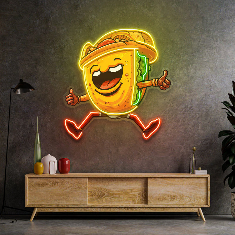 Taco Disco Dancing LED Neon Sign Light Pop Art