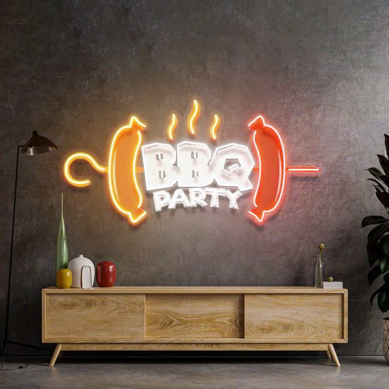 BBQ Party Led Neon Acrylic Artwork - Custom Neon Signs | LED Neon Signs | Zanvis Neon®