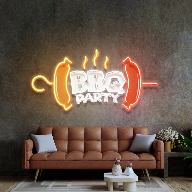 BBQ Party Led Neon Acrylic Artwork - Custom Neon Signs | LED Neon Signs | Zanvis Neon®