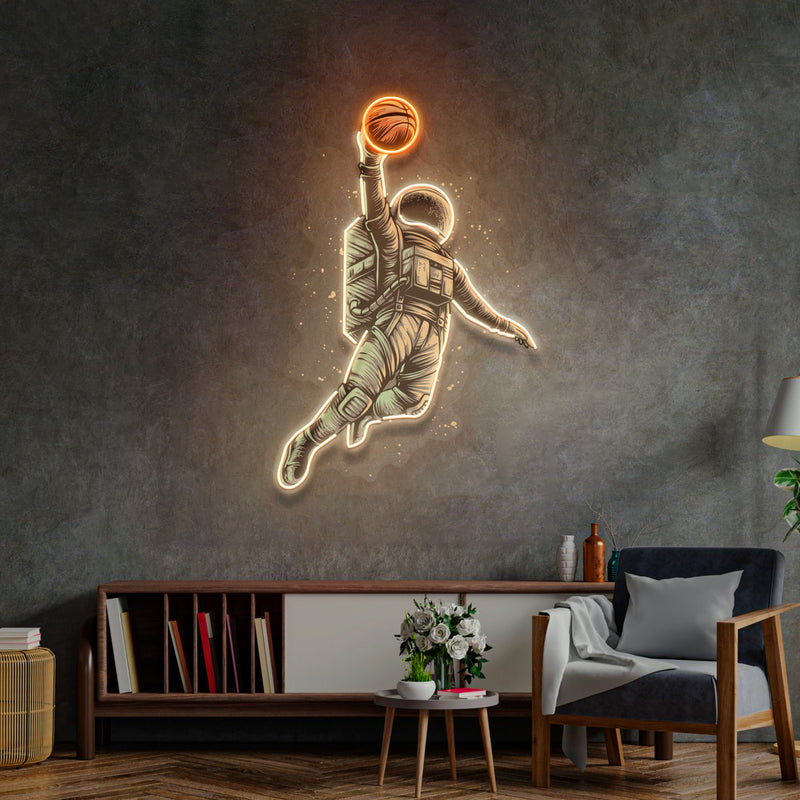 Basketball Shot Astronaut Led Neon Acrylic Artwork