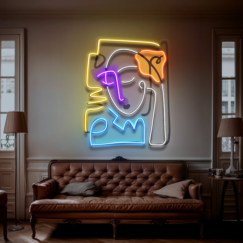 Beautiful Girl In Peace Abstract Art LED Neon Sign Light