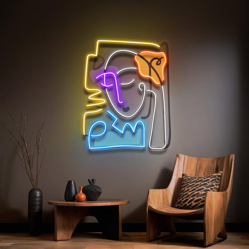 Beautiful Girl In Peace Abstract Art LED Neon Sign Light