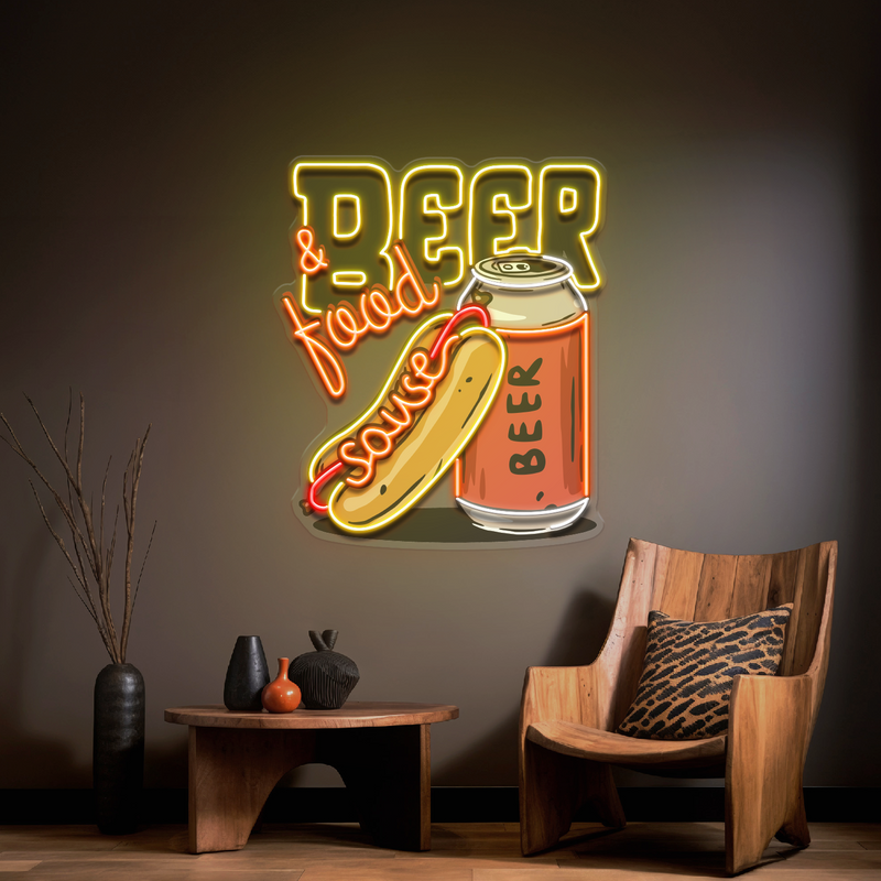 Beer & Hot Dog Are The Best Duo LED Neon Sign Light Pop Art