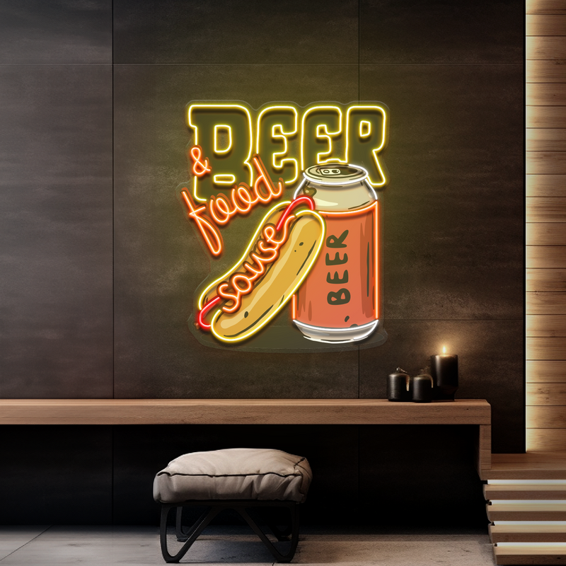 Beer & Hot Dog Are The Best Duo LED Neon Sign Light Pop Art