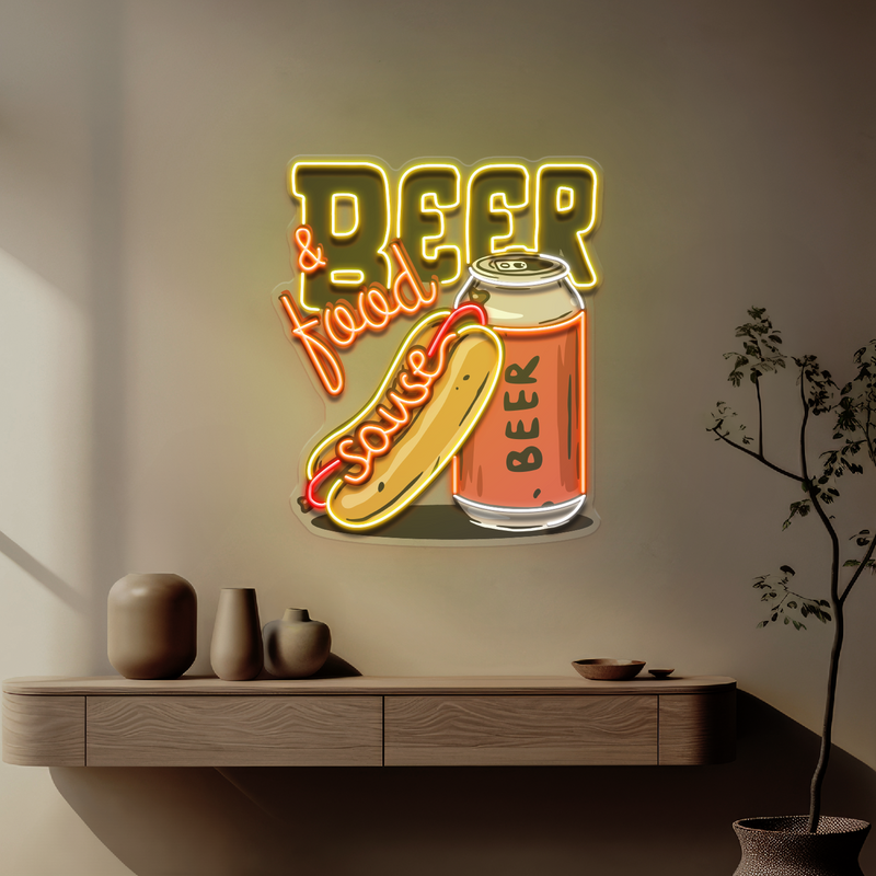 Beer & Hot Dog Are The Best Duo LED Neon Sign Light Pop Art