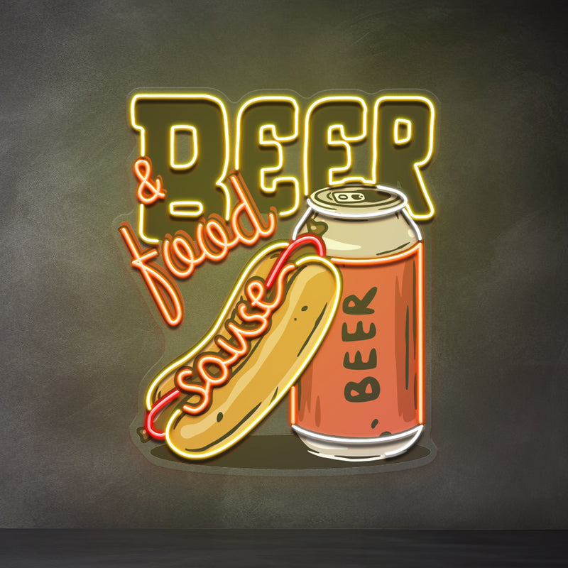 Beer & Hot Dog Are The Best Duo LED Neon Sign Light Pop Art