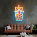 Boba Milktea Dog Led Neon Acrylic Artwork - Custom Neon Signs | LED Neon Signs | Zanvis Neon®
