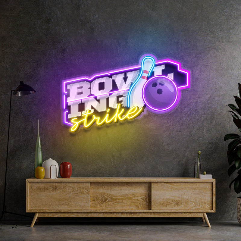 Bowling Strike LED Neon Sign Light Pop Art