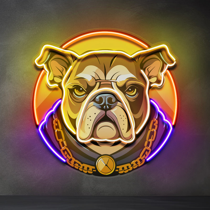 Bulldog Head Mascot LED Neon Sign Light Pop Art