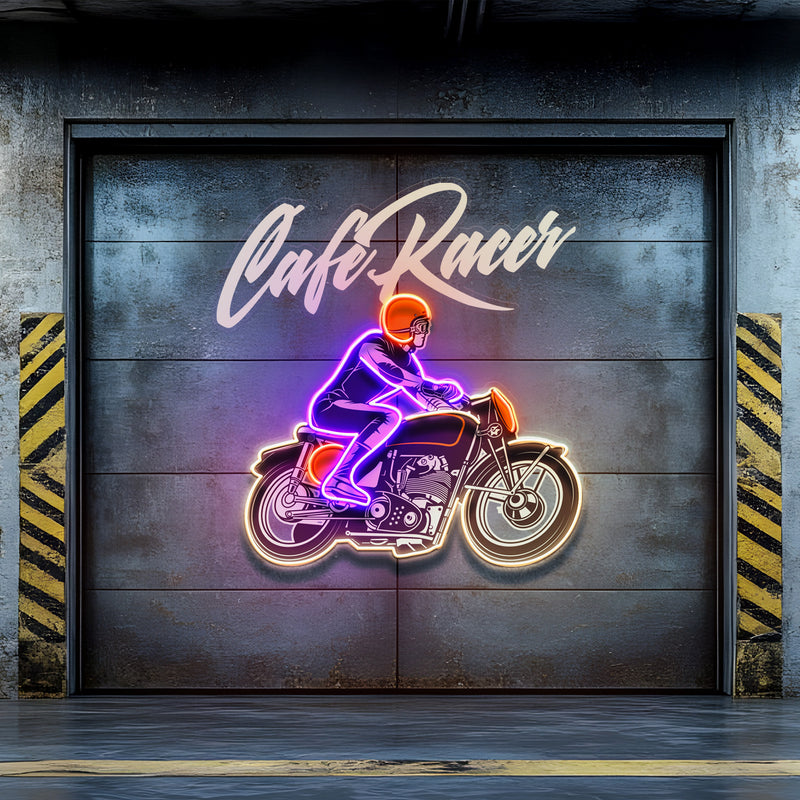 Cafe Racer Custom Motorcycles Maniac LED Neon Sign Light Pop Art