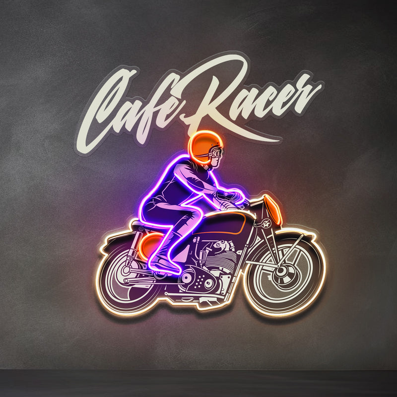 Cafe Racer Custom Motorcycles Maniac LED Neon Sign Light Pop Art