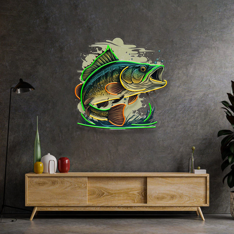 Cartoon Big Sea Bass LED Neon Sign Light Pop Art