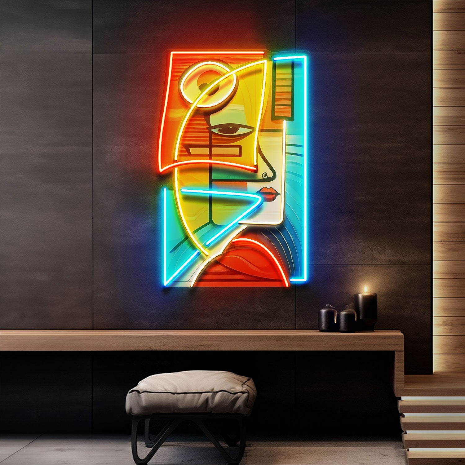 Charming Woman Face Abstract Art LED Neon Sign Light Pop Art