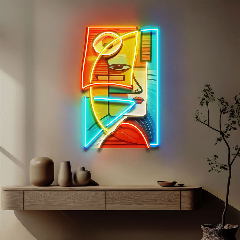 Charming Woman Face Abstract Art LED Neon Sign Light Pop Art