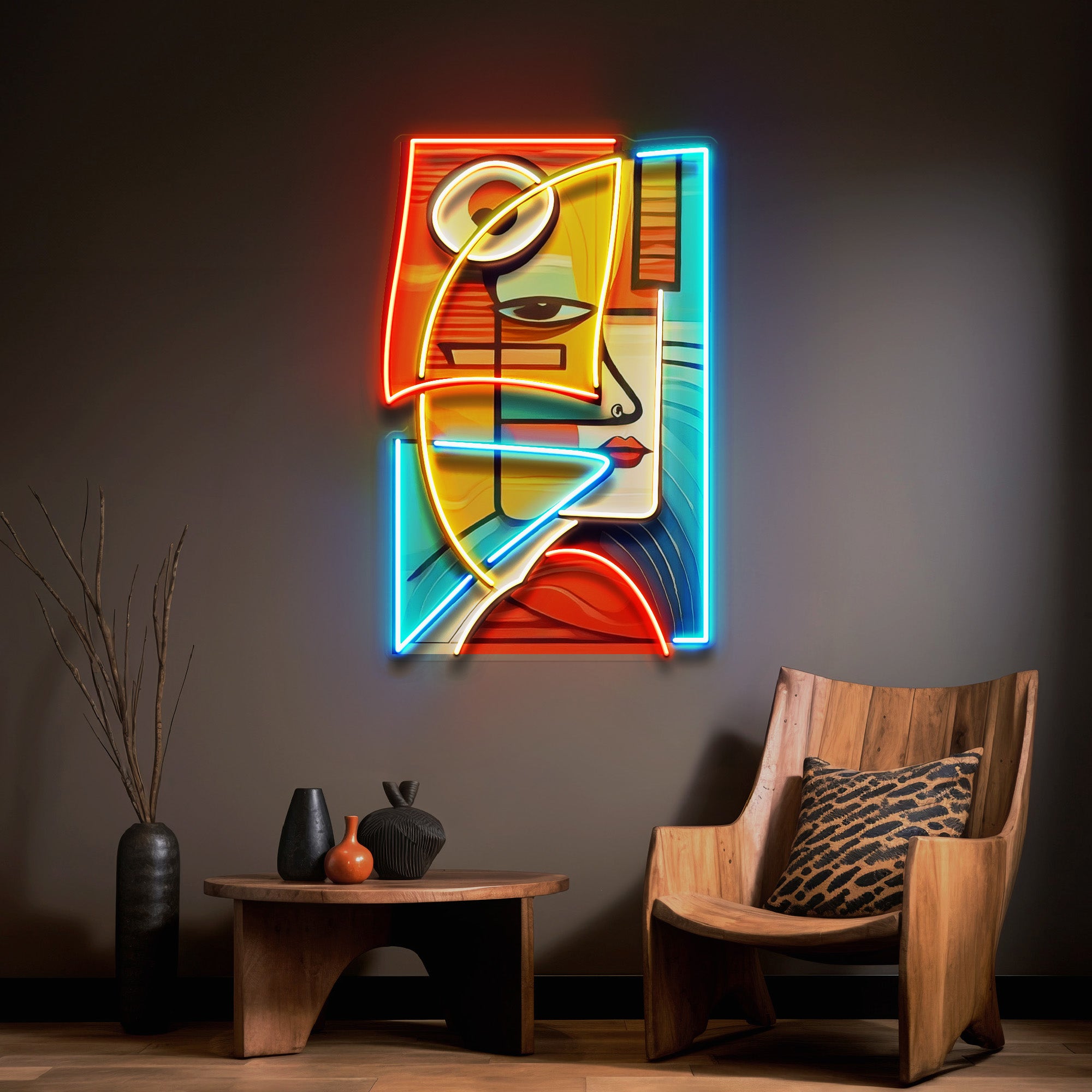 Charming Woman Face Abstract Art LED Neon Sign Light Pop Art