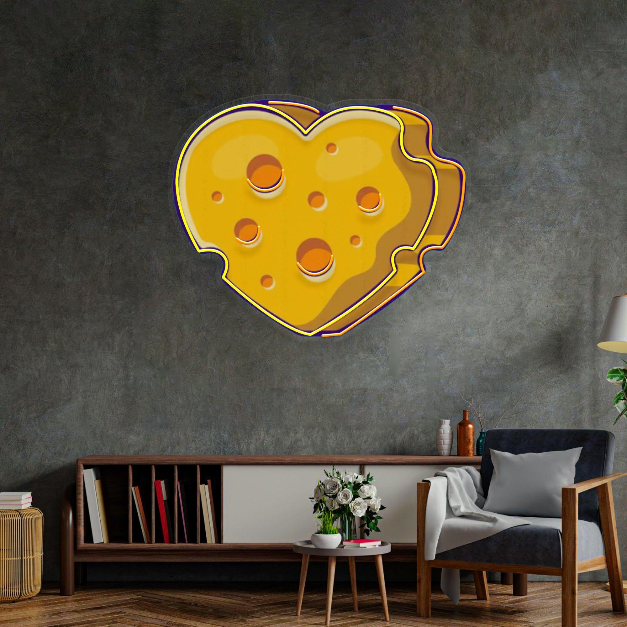 Cheese Heart Led Neon Acrylic Artwork - Custom Neon Signs | LED Neon Signs | Zanvis Neon®