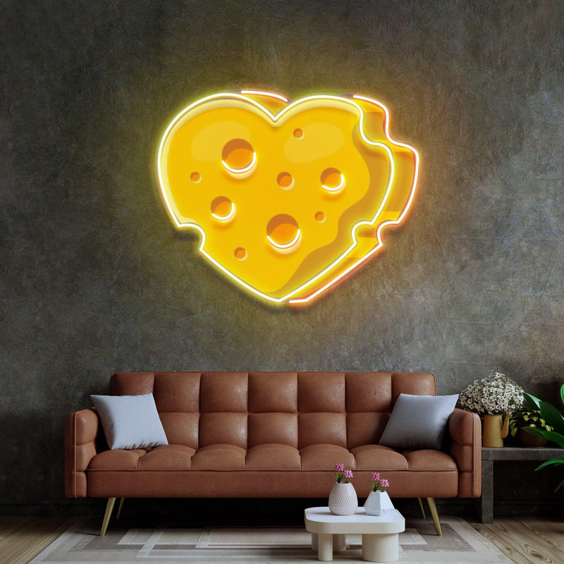 Cheese Heart Led Neon Acrylic Artwork - Custom Neon Signs | LED Neon Signs | Zanvis Neon®