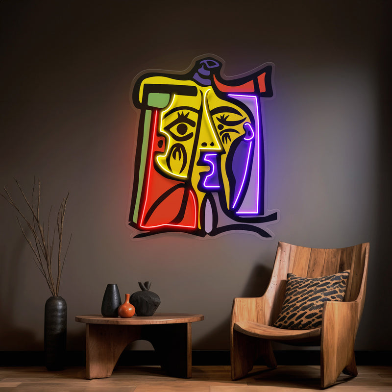 Colorful Girl Painting Abstract Art LED Neon Sign Light