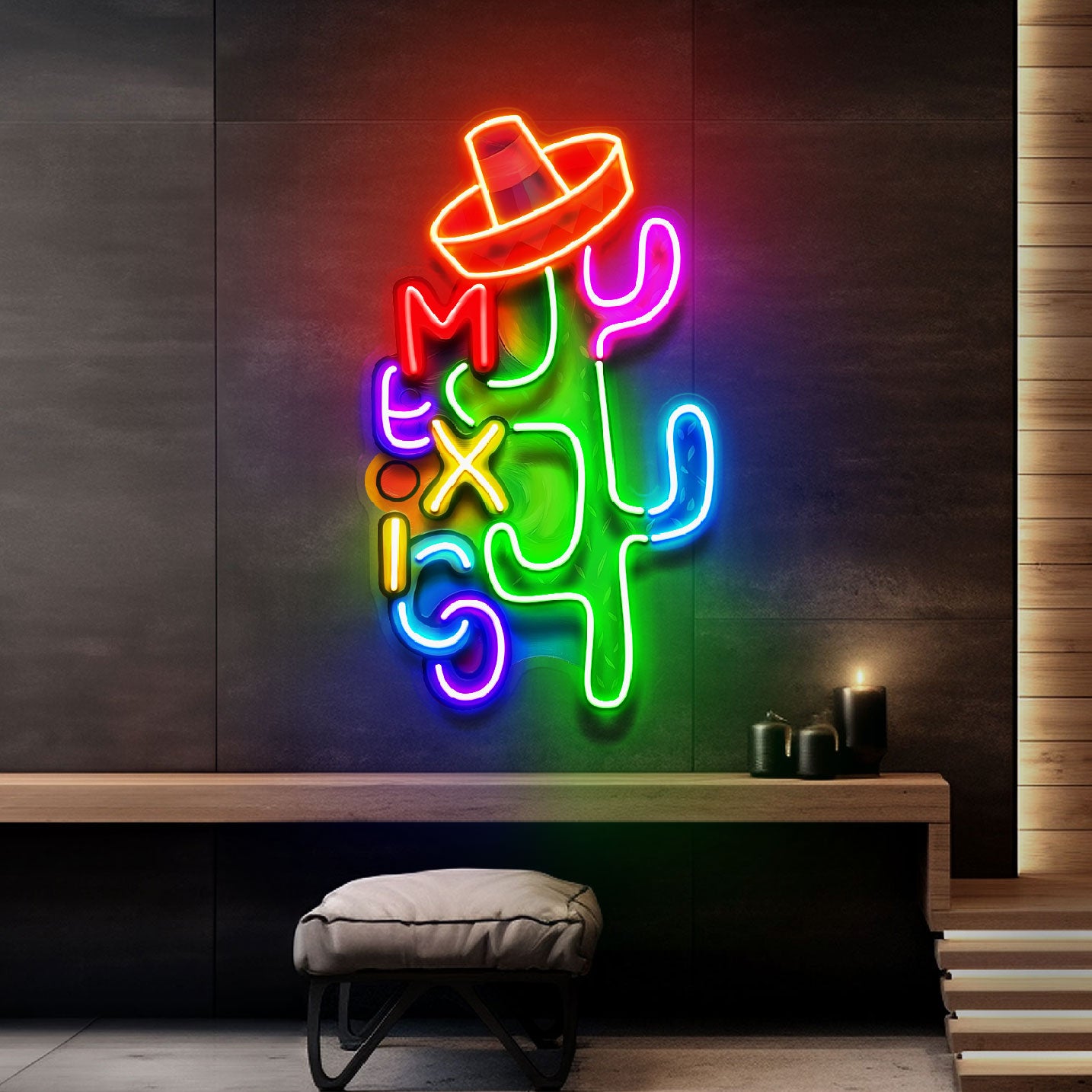 Colorful Mexican Theme Design Abstract Art LED Neon Sign Light Pop Art