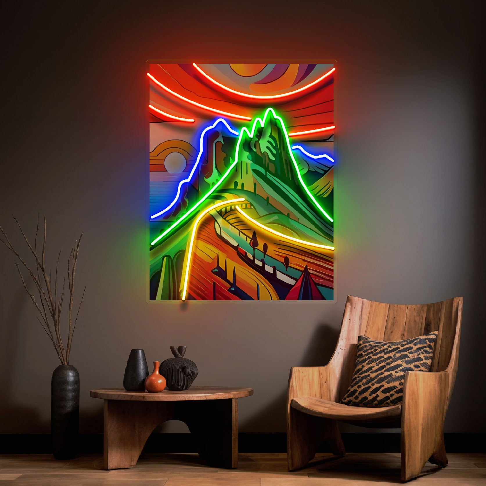 Colorful Mountainscape Abstract Art LED Neon Sign Light Pop Art