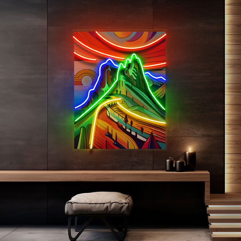 Colorful Mountainscape Abstract Art LED Neon Sign Light Pop Art