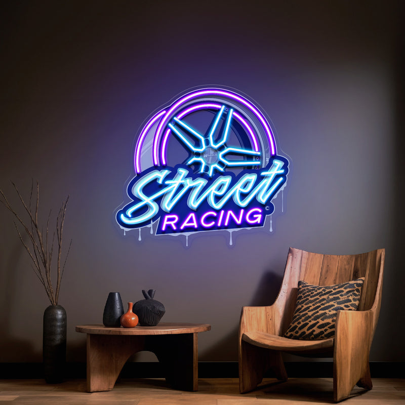 Cool Street Racing Wheel LED Neon Sign Light Pop Art