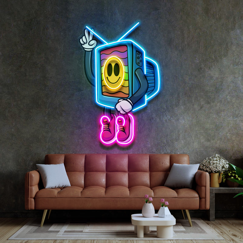 Cool Smiley Face Television LED Neon Sign Light Pop Art