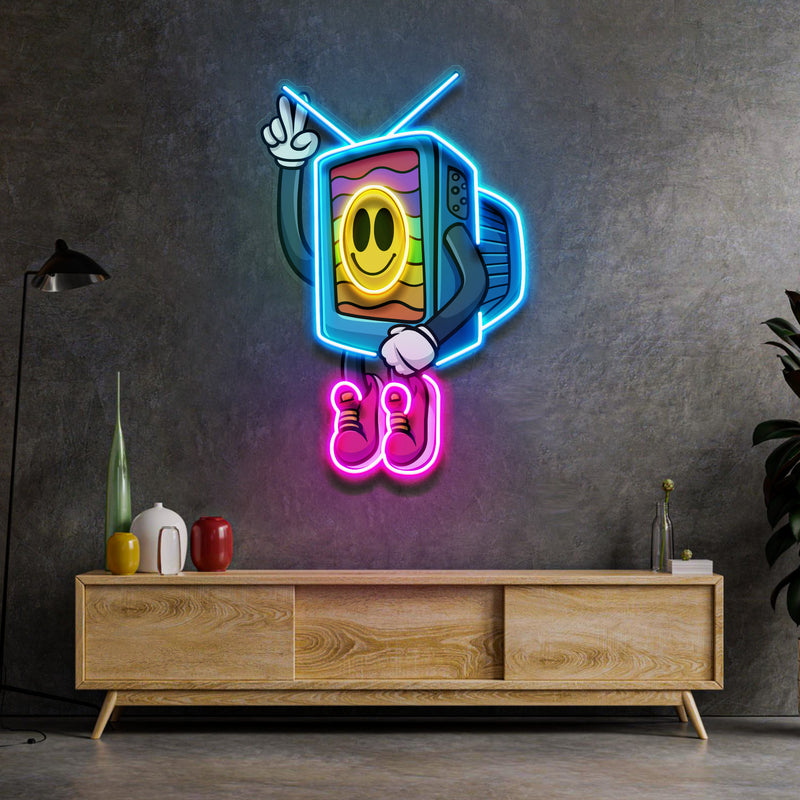 Cool Smiley Face Television LED Neon Sign Light Pop Art