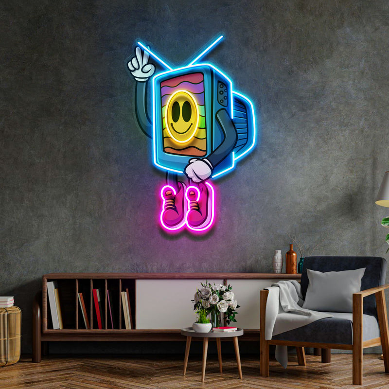 Cool Smiley Face Television LED Neon Sign Light Pop Art