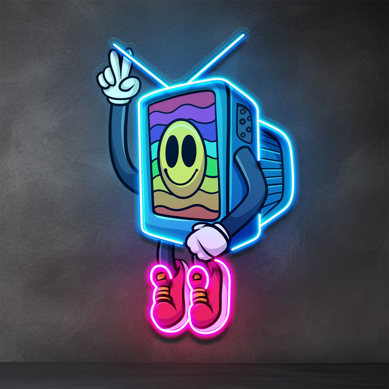 Cool Smiley Face Television LED Neon Sign Light Pop Art