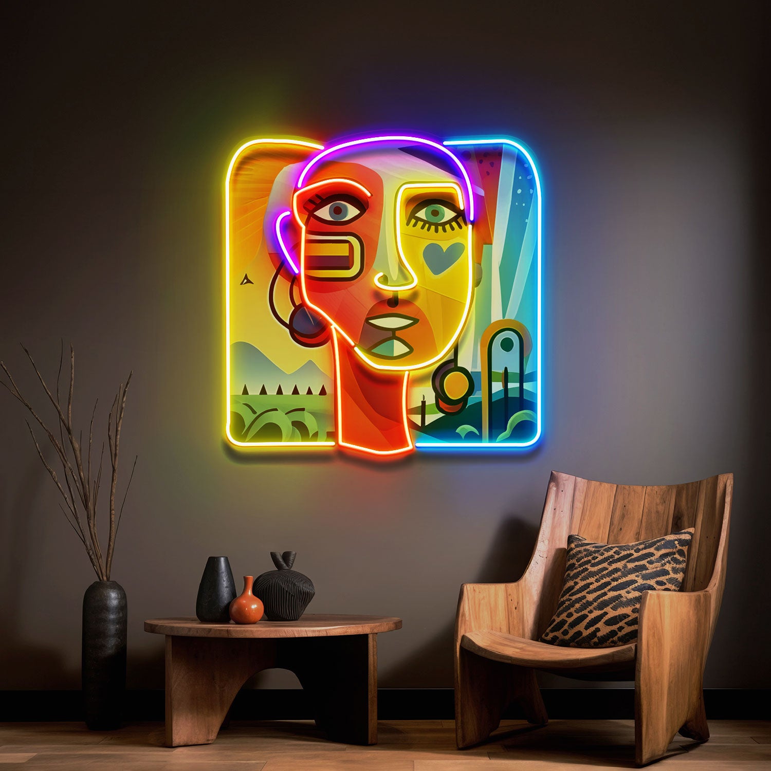 Countryside Girl Portrait Abstract Art LED Neon Sign Light Pop Art