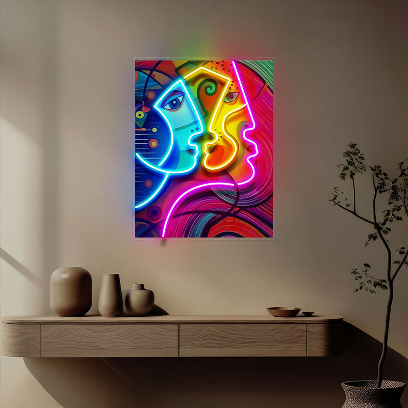 Couple Portrait Painting Abstract Art LED Neon Sign Light Pop Art