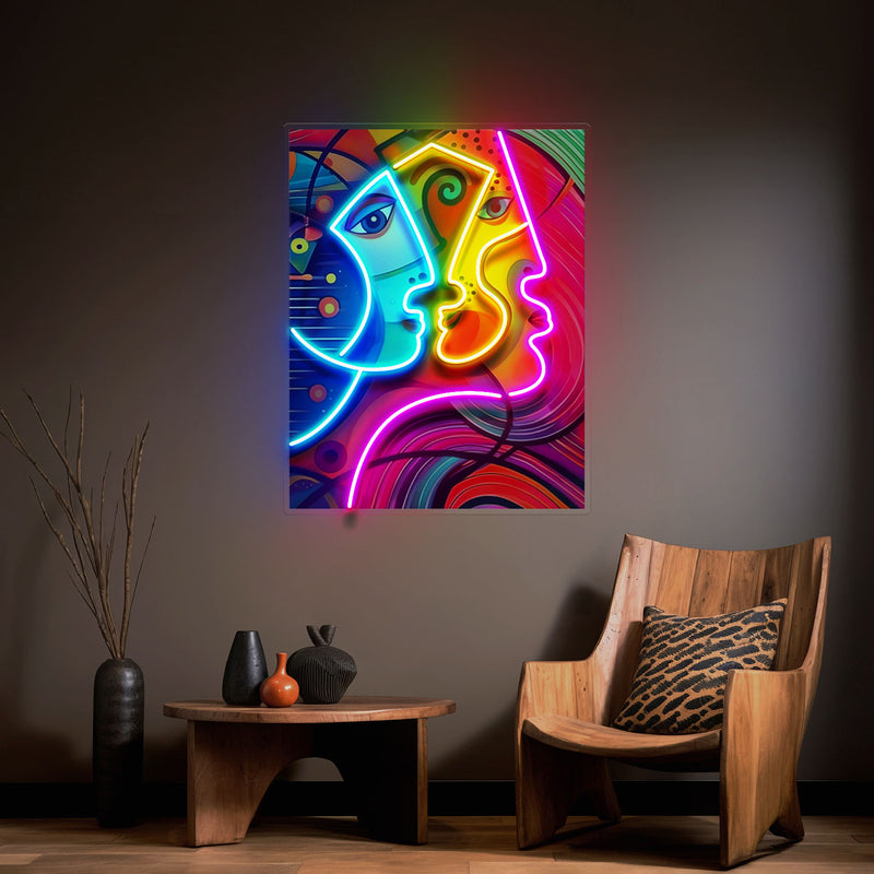 Couple Portrait Painting Abstract Art LED Neon Sign Light Pop Art