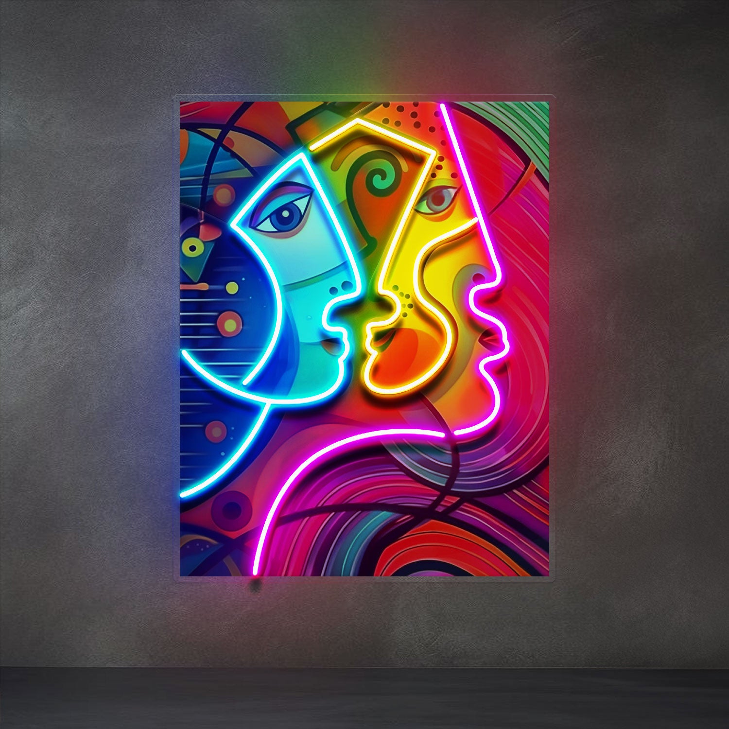 Couple Portrait Painting Abstract Art LED Neon Sign Light Pop Art