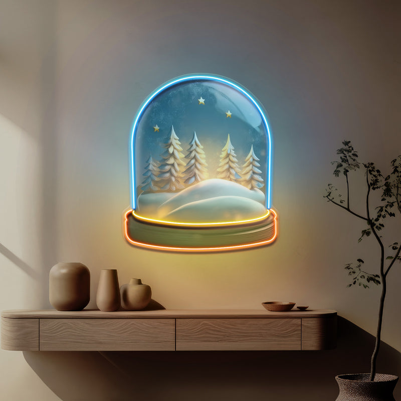 Cozy Night Snow Globe LED Neon Sign Light Pop Art