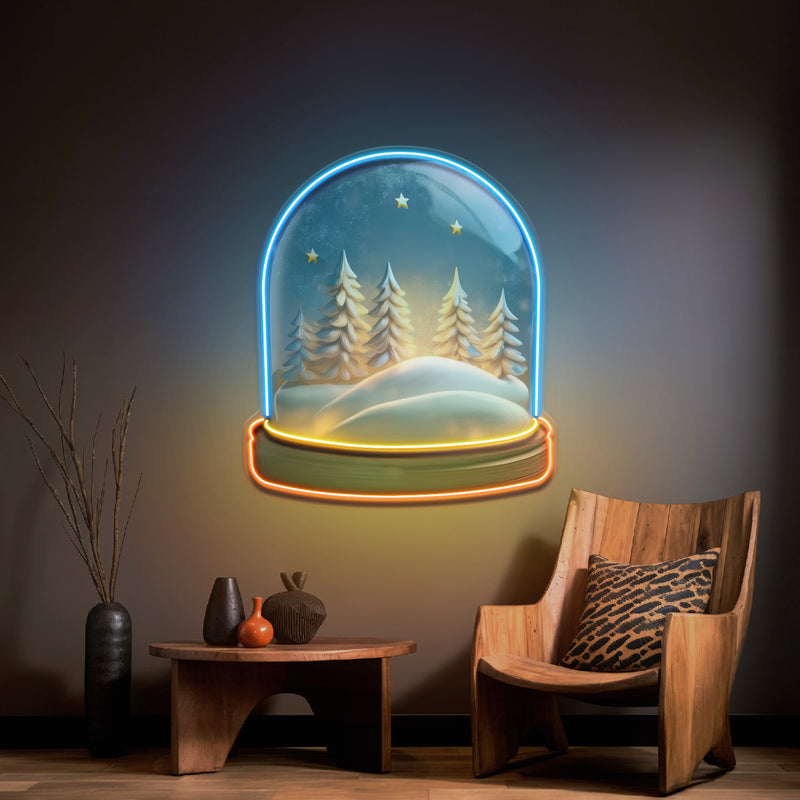 Cozy Night Snow Globe LED Neon Sign Light Pop Art