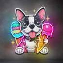 Cute Dog Eating Ice Cream LED Neon Sign Light Pop Art