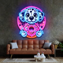 Cute Dog Hugging Donut LED Neon Sign Light Pop Art