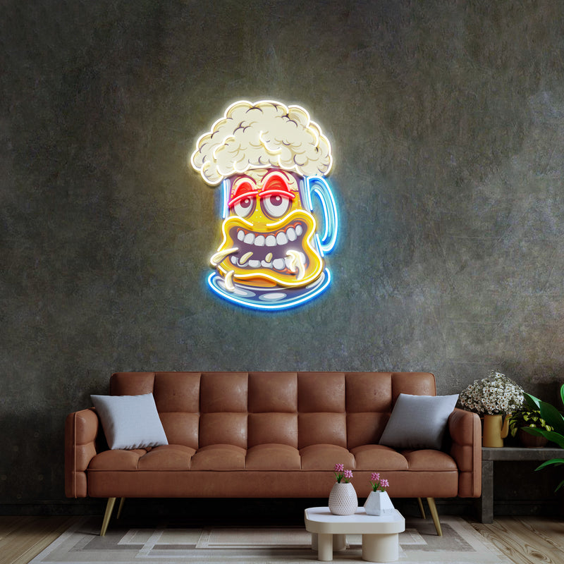 Cute Foamy Beer Glass LED Neon Sign Light Pop Art