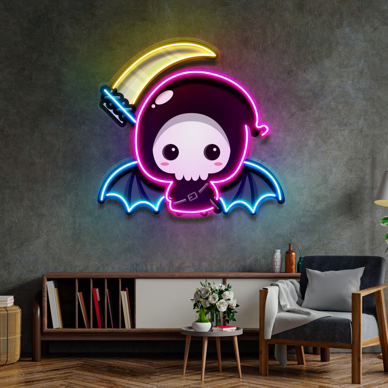 Cute Grim Reaper LED Neon Sign Light Pop Art