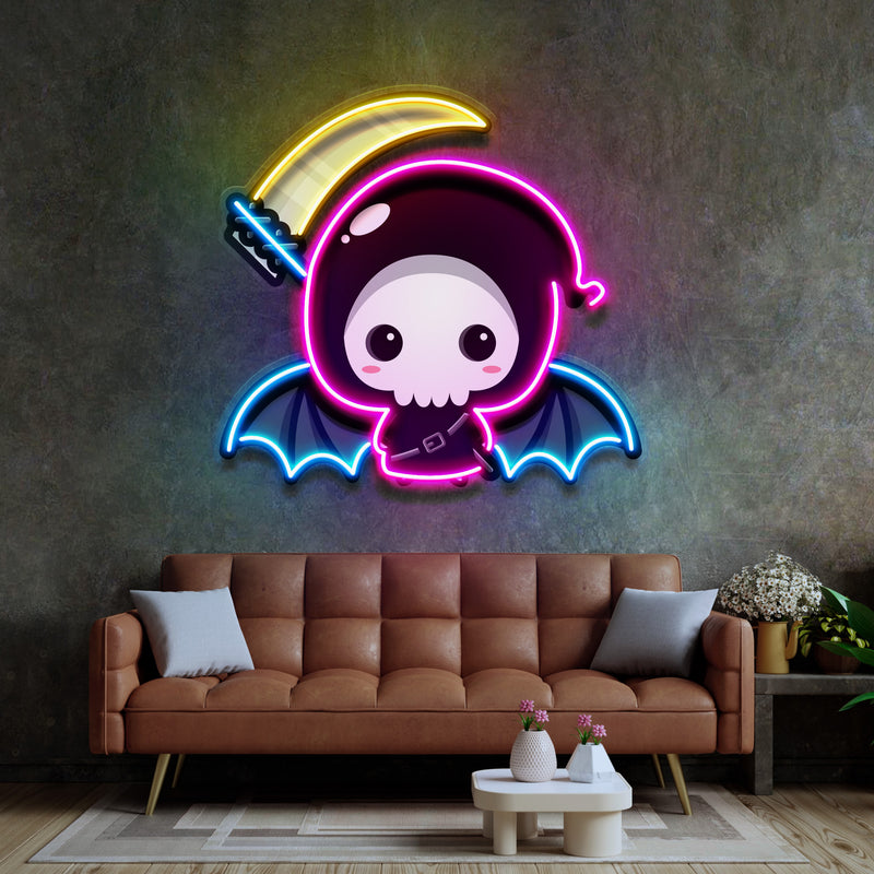 Cute Grim Reaper LED Neon Sign Light Pop Art