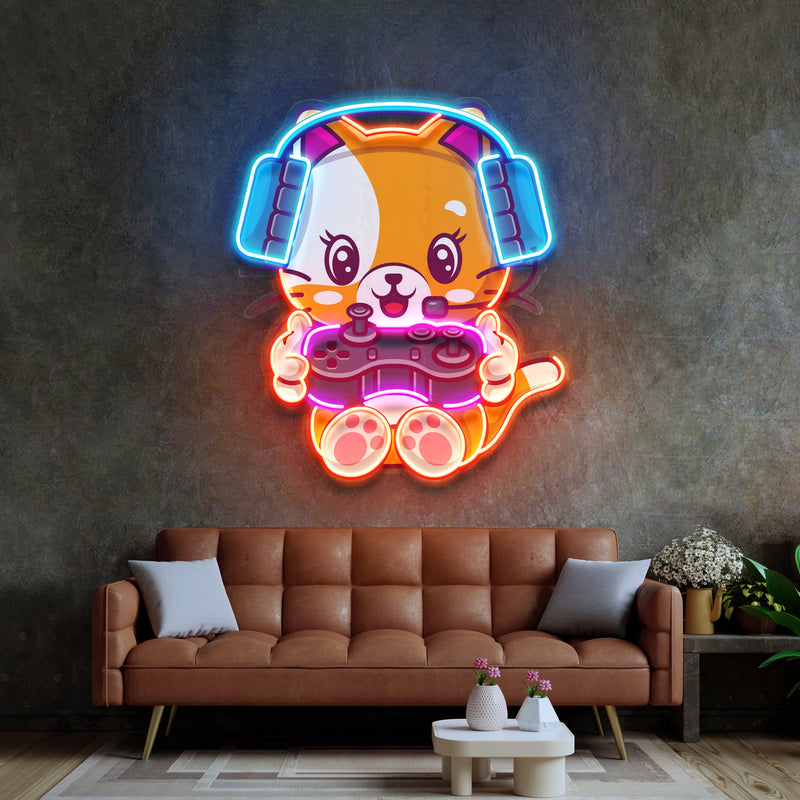 Cute cat Gaming LED Neon Sign Light Pop Art