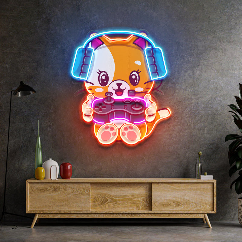 Cute cat Gaming LED Neon Sign Light Pop Art