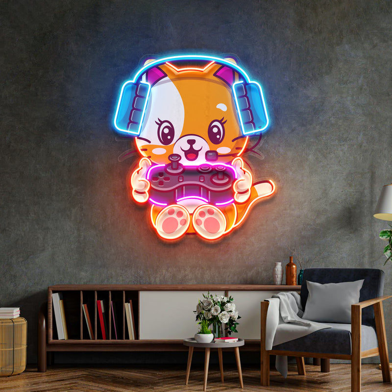 Cute cat Gaming LED Neon Sign Light Pop Art