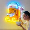 Beer Eating A Ramen Bowl LED Neon Sign Light Pop Art