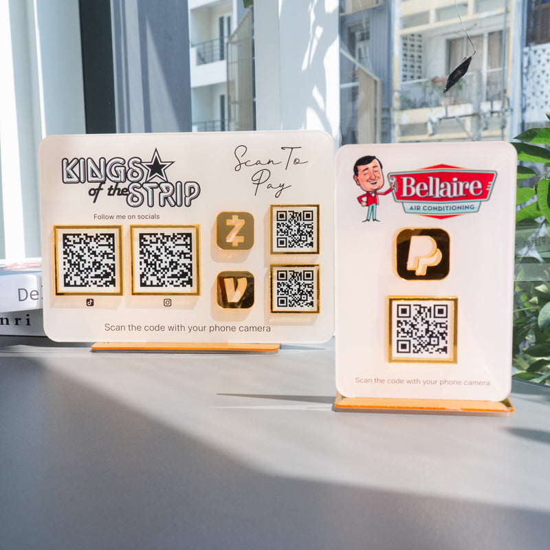 Custom Single QR Code Vertical Rectangle Stand Layout B