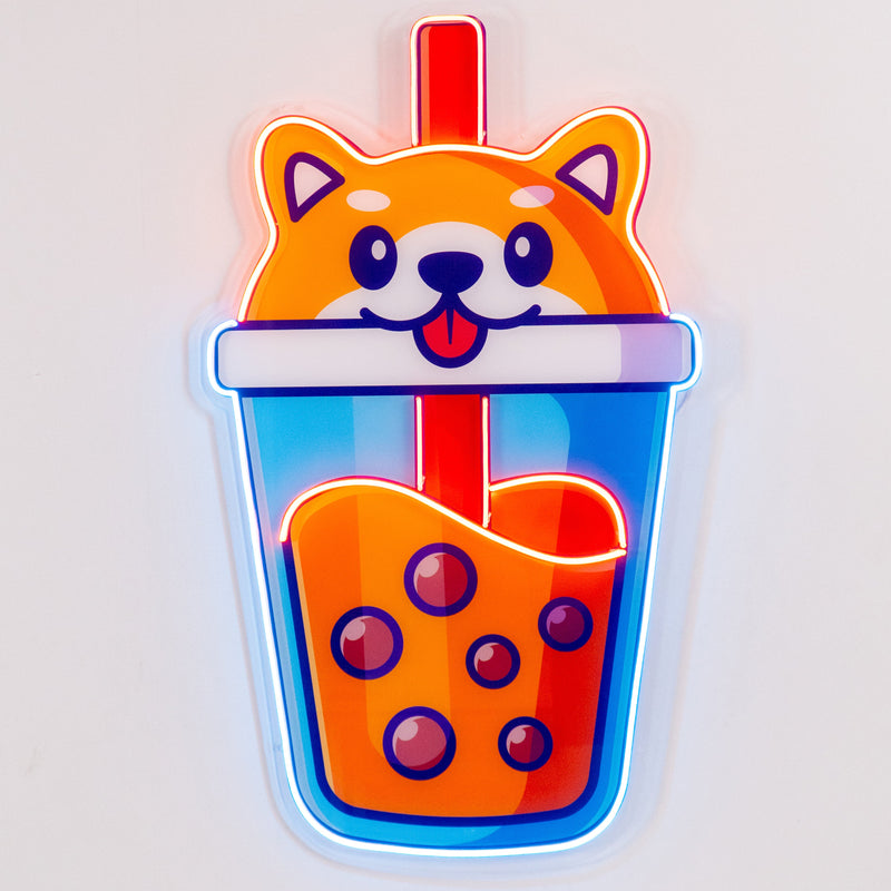 Boba Milktea Dog Led Neon Acrylic Artwork