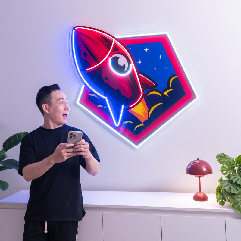 Rocket Space LED Neon Sign Light Pop Art