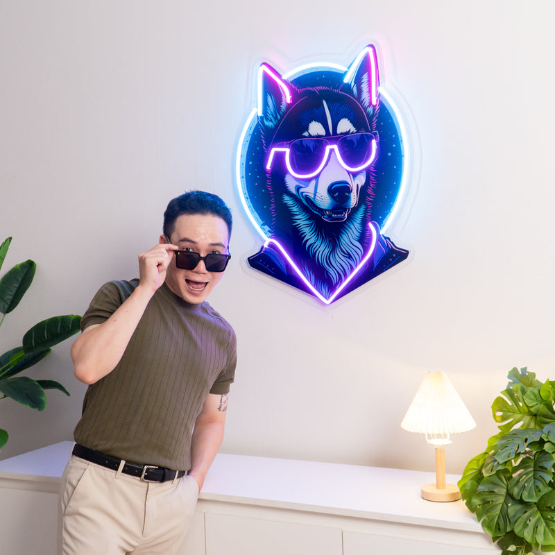 Cool Husky LED Neon Sign Light Pop Art