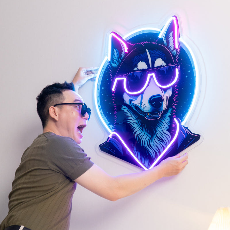 Cool Husky LED Neon Sign Light Pop Art